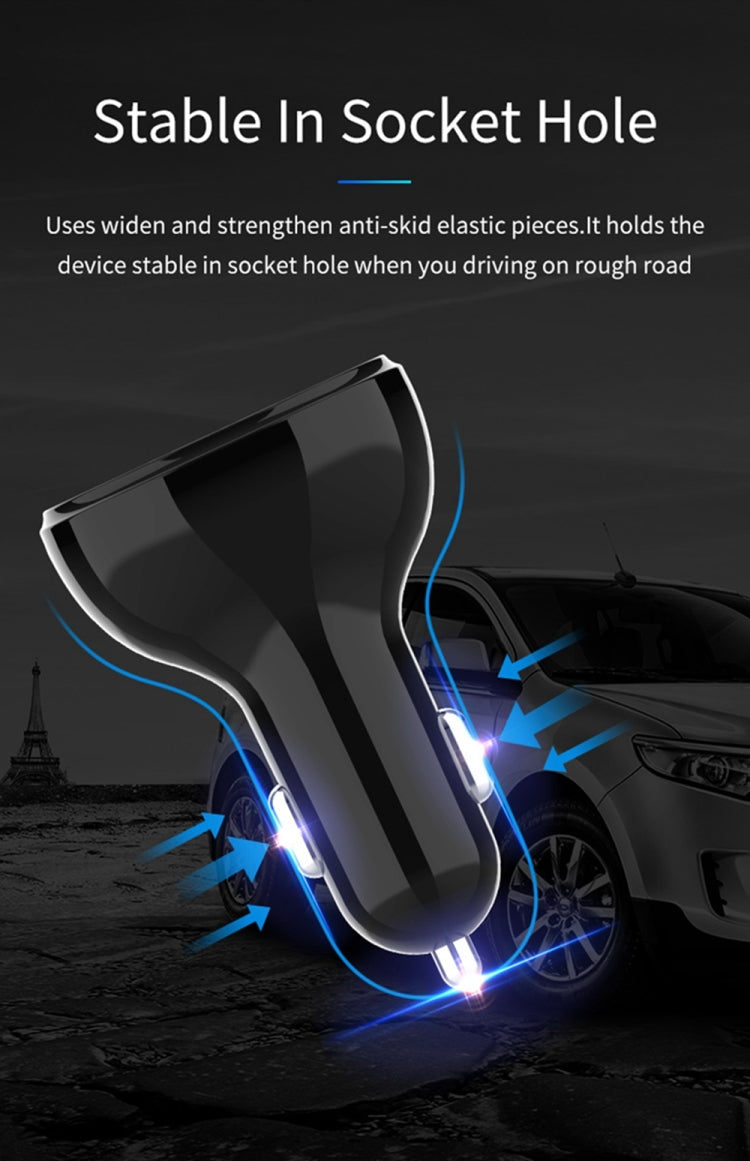 C02 Car Power Adapter in-car Phone Charger Type-C Fast Charger QC3.0 Dual USB Ports DC5V 2.4A 12V 24V Cigarette Lighter Power Supply - Car Charger by PMC Jewellery | Online Shopping South Africa | PMC Jewellery