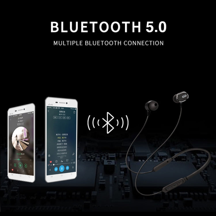 DM-22 Magnetic Bluetooth Earphone DM-22 Neckband Sport headset with Mic Wireless Handsfree Earphoness(Black) - Neck-mounted Earphone by PMC TechLife | Online Shopping South Africa | PMC TechLife