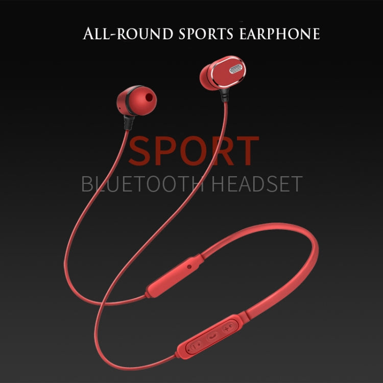 DM-22 Magnetic Bluetooth Earphone DM-22 Neckband Sport headset with Mic Wireless Handsfree Earphoness(Red) - Neck-mounted Earphone by PMC Jewellery | Online Shopping South Africa | PMC Jewellery