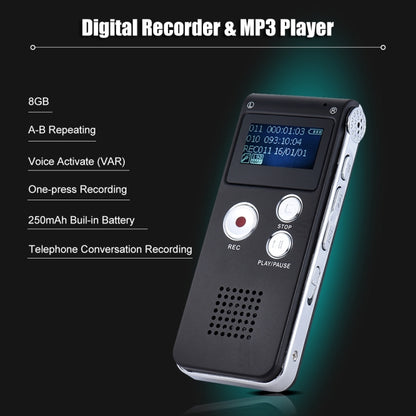 SK-012 8GB Voice Recorder USB Professional Dictaphone  Digital Audio With WAV MP3 Player VAR   Function Record(Grey) -  by PMC Jewellery | Online Shopping South Africa | PMC Jewellery