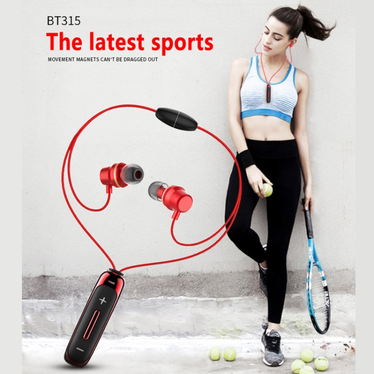 BT315 Sport Bluetooth Headset Wireless Stereo Earphone Bluetooth 4.1 Earpiece With Mic Sport Bass Magnetic Necklace Earpiece(Black) - Sport Earphone by PMC TechLife | Online Shopping South Africa | PMC TechLife