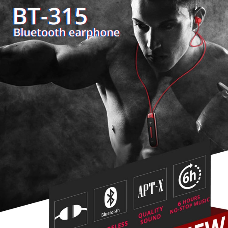 BT315 Sport Bluetooth Headset Wireless Stereo Earphone Bluetooth 4.1 Earpiece With Mic Sport Bass Magnetic Necklace Earpiece(Black) - Sport Earphone by PMC Jewellery | Online Shopping South Africa | PMC Jewellery