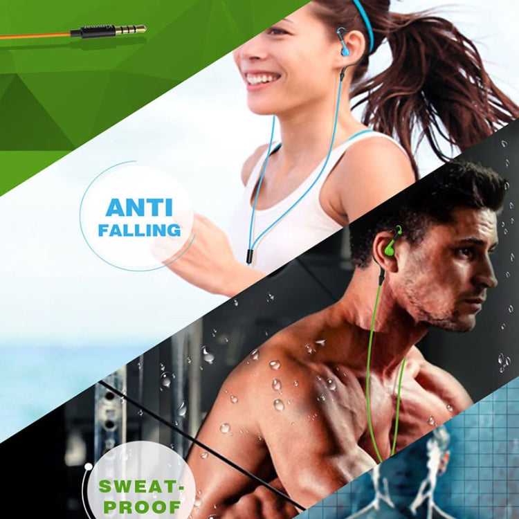 Kimmar R02 Sports Sweat Resistant Wired Earphone(Green) - Sport Earphone by PMC Jewellery | Online Shopping South Africa | PMC Jewellery