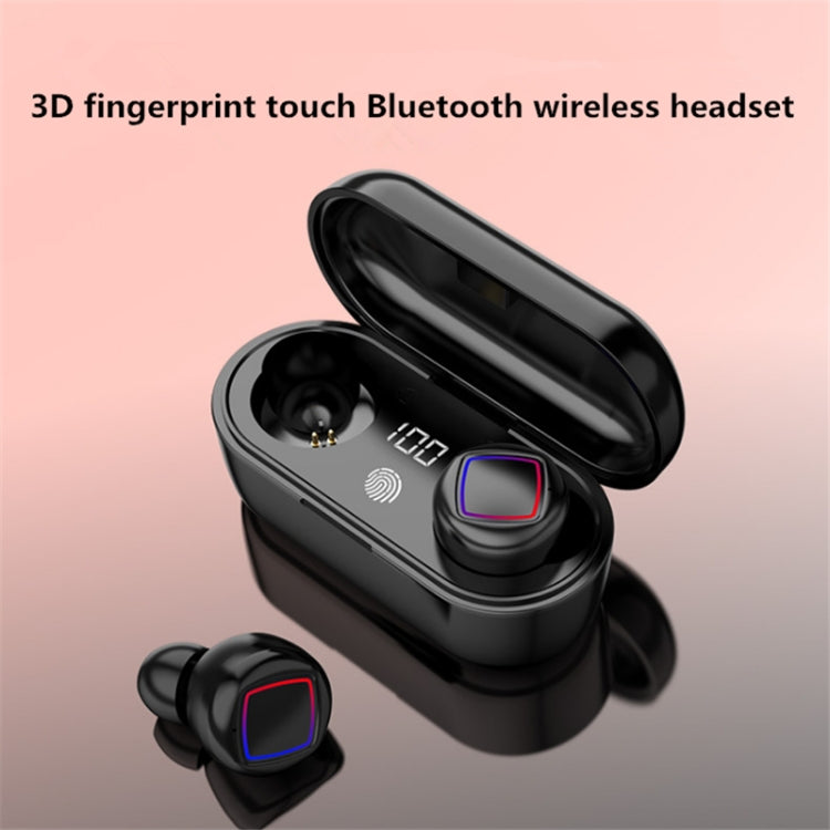 TWS Fingerprint Touch Bluetooth Headset LED Battery Display With Charging Bin(Black) - TWS Earphone by PMC Jewellery | Online Shopping South Africa | PMC Jewellery