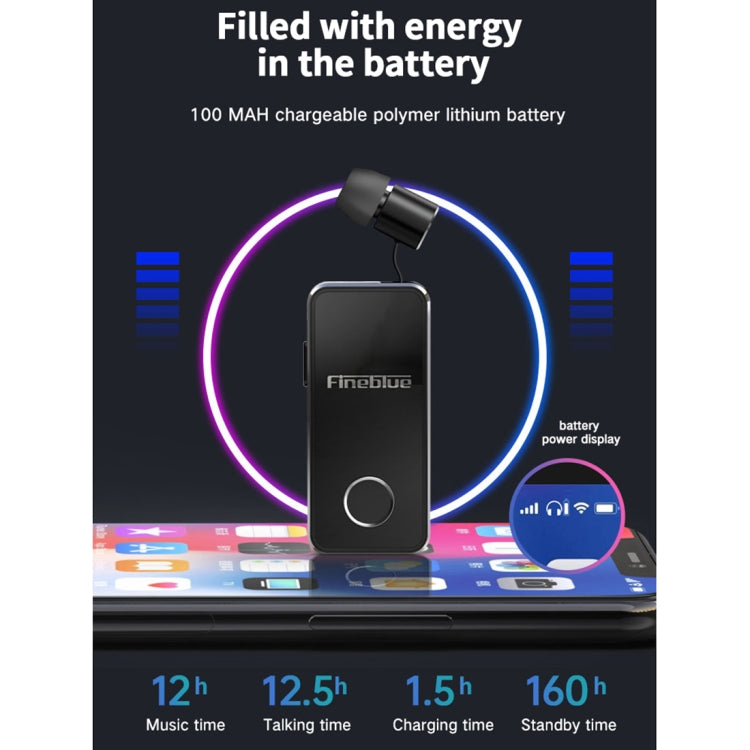 FineBlue F2 Pro Wireless Bluetooth V5.0 Earphone Hands-Free Vibrating Alert Wear Clip Earphone(Black) - Bluetooth Earphone by Fineblue | Online Shopping South Africa | PMC Jewellery