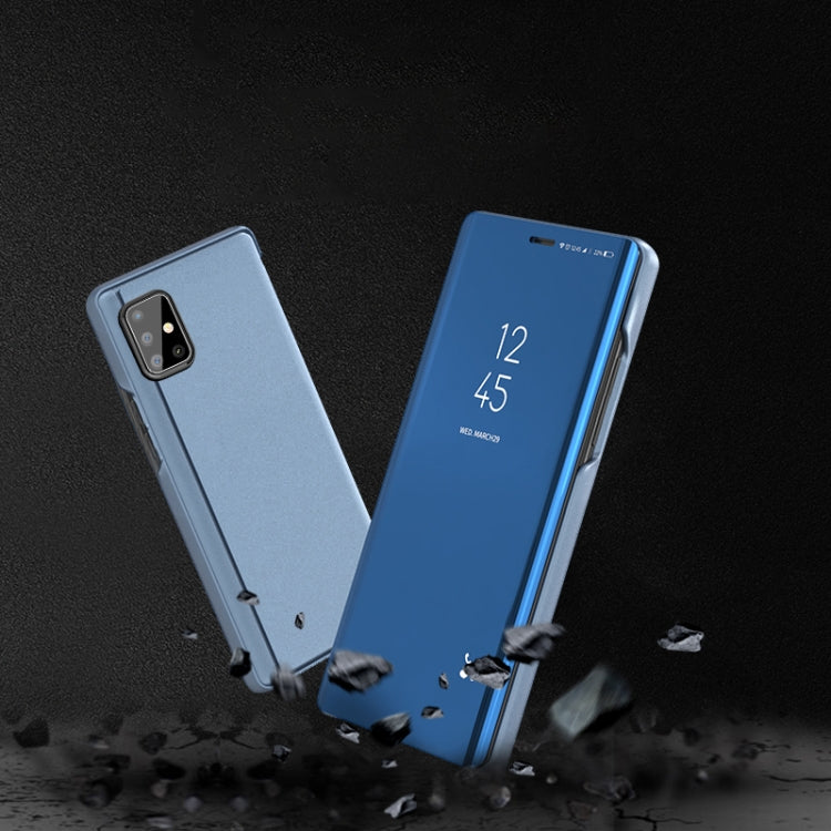 For Galaxy A71 Plated Mirror Horizontal Flip Leather with Stand Mobile Phone Holster(Blue) - Galaxy Phone Cases by PMC TechLife | Online Shopping South Africa | PMC TechLife | Buy Now Pay Later Mobicred
