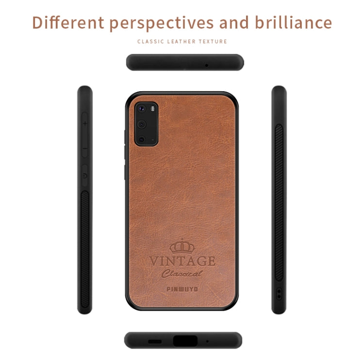 For Galaxy S20 PINWUYO Pin Rui Series Classical Leather, PC + TPU + PU Leather Waterproof And Anti-fall All-inclusive Protective Shell(Brown) - Galaxy Phone Cases by PINWUYO | Online Shopping South Africa | PMC TechLife | Buy Now Pay Later Mobicred