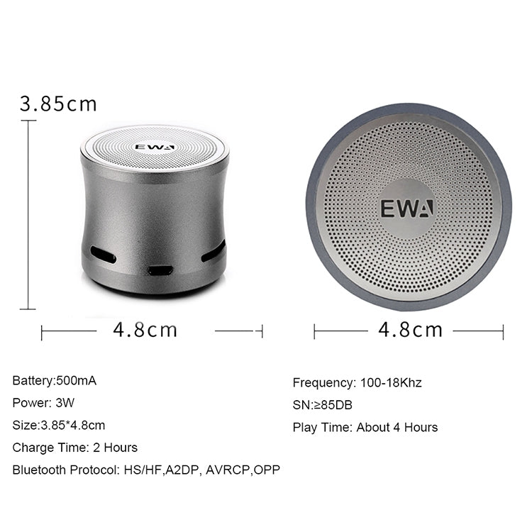 EWA A109M  Portable Bluetooth Speaker Wireless Heavy Bass Bomm Box Subwoofer Phone Call Surround Sound Bluetooth Shower Speaker(Silver) - free shipping - PMC TechLife - Order now!