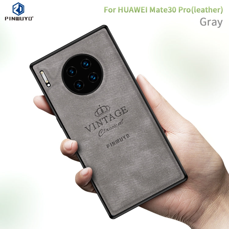 For Huawei Mate 30 Pro 5G (Leather) PINWUYO Zun Series PC + TPU + Skin Waterproof Anti-fall All-inclusive Protective Case(Gray) - Huawei Cases by PINWUYO | Online Shopping South Africa | PMC TechLife | Buy Now Pay Later Mobicred