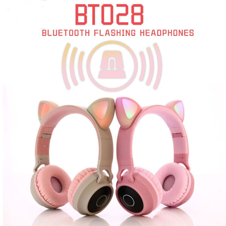 BT028C Cute Cat Ear Bluetooth 5.0 Headphones Foldable On-Ear Stereo Wireless Headset Headphone with Mic / LED Light / FM Radio / TF Card(Gray) - Headset & Headphone by PMC TechLife | Online Shopping South Africa | PMC TechLife | Buy Now Pay Later Mobicred