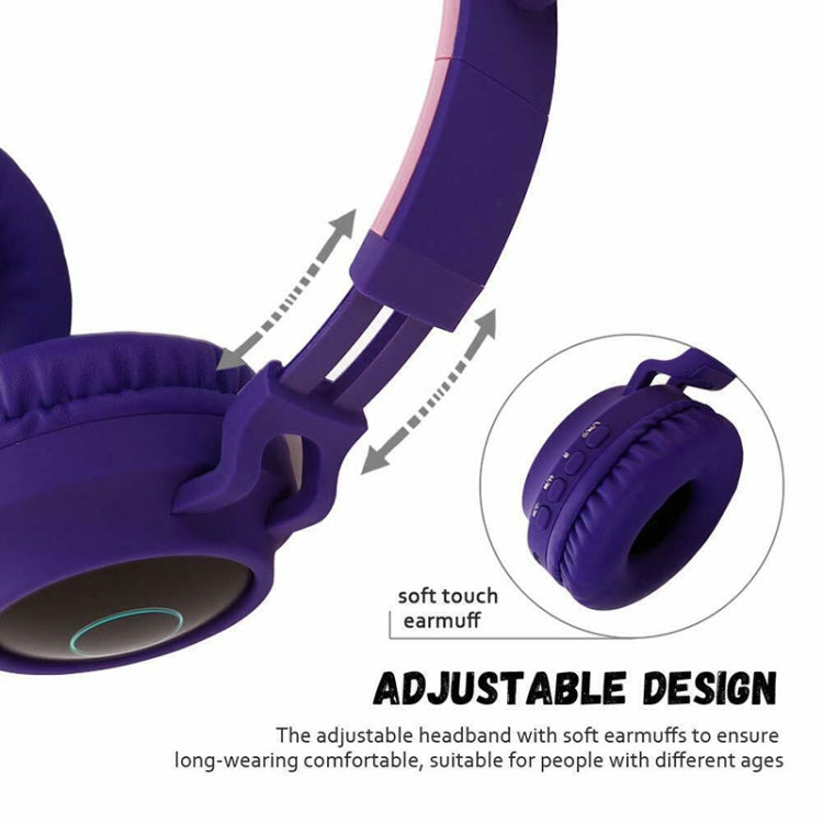 BT028C Cute Cat Ear Bluetooth 5.0 Headphones Foldable On-Ear Stereo Wireless Headset Headphone with Mic / LED Light / FM Radio / TF Card(Gray) - Headset & Headphone by PMC TechLife | Online Shopping South Africa | PMC TechLife | Buy Now Pay Later Mobicred
