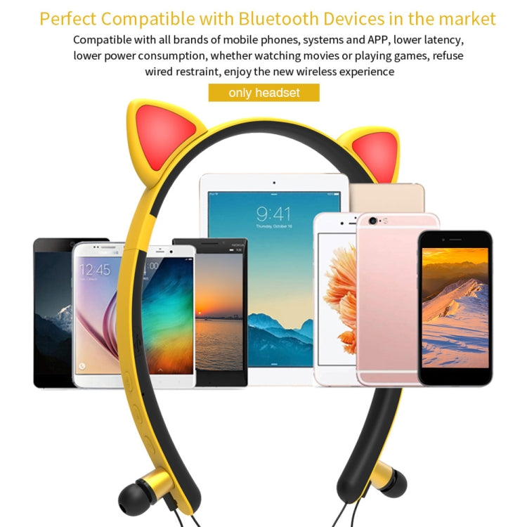 ZW29 Cat Ear Stereo Sound HIFI Fashion Outdoor Portable Sports Wireless  Bluetooth Headset with Mic & LED Light Glowing(Blue) - Neck-mounted Earphone by PMC TechLife | Online Shopping South Africa | PMC TechLife