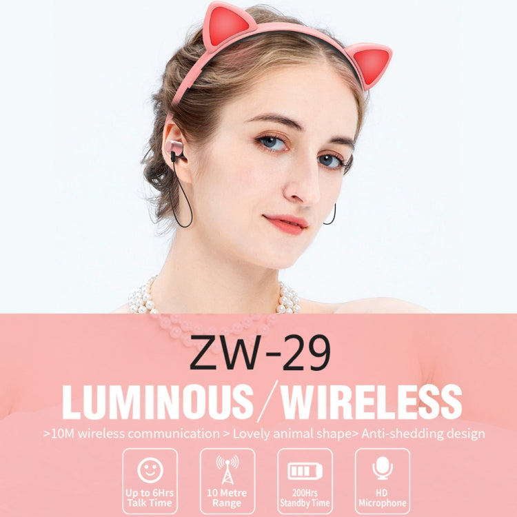 ZW29 Cat Ear Stereo Sound HIFI Fashion Outdoor Portable Sports Wireless  Bluetooth Headset with Mic & LED Light Glowing(Yellow) - Neck-mounted Earphone by PMC TechLife | Online Shopping South Africa | PMC TechLife