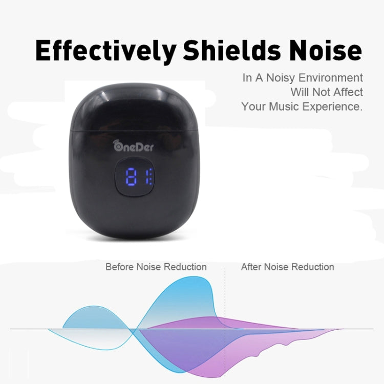 Oneder W16 TWS Bluetooth 5.0 Wireless Bluetooth Earphone with Charging Box, Support HD Call & LED Display Battery(Black) - TWS Earphone by OneDer | Online Shopping South Africa | PMC Jewellery