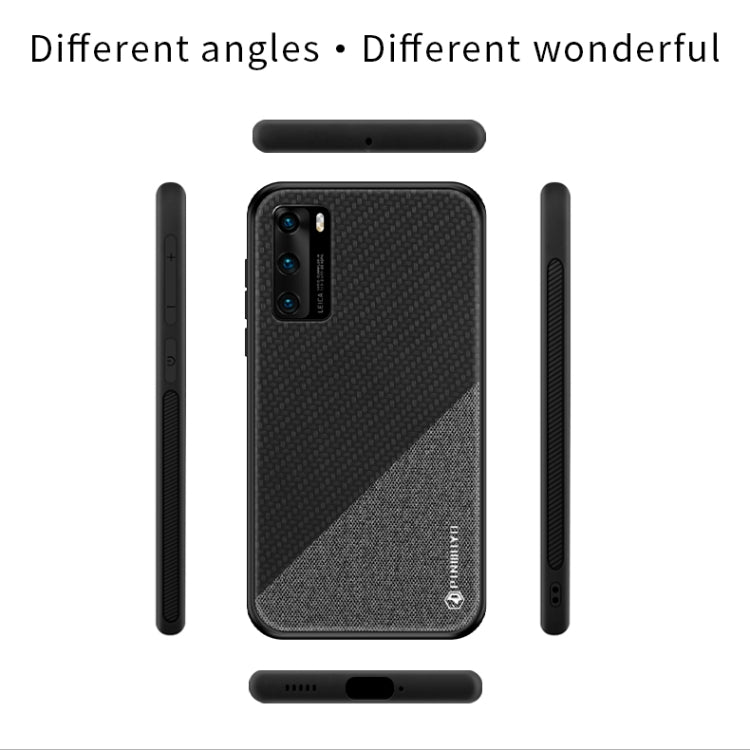 For Huawei P40 PINWUYO Rong Series  Shockproof PC + TPU+ Chemical Fiber Cloth Protective Cover(Yellow) - free shipping - PMC TechLife - Order now!