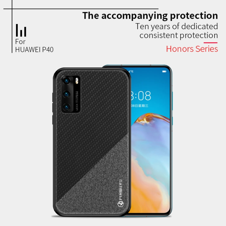 For Huawei P40 PINWUYO Rong Series  Shockproof PC + TPU+ Chemical Fiber Cloth Protective Cover(Brown) - Huawei Cases by PINWUYO | Online Shopping South Africa | PMC TechLife | Buy Now Pay Later Mobicred
