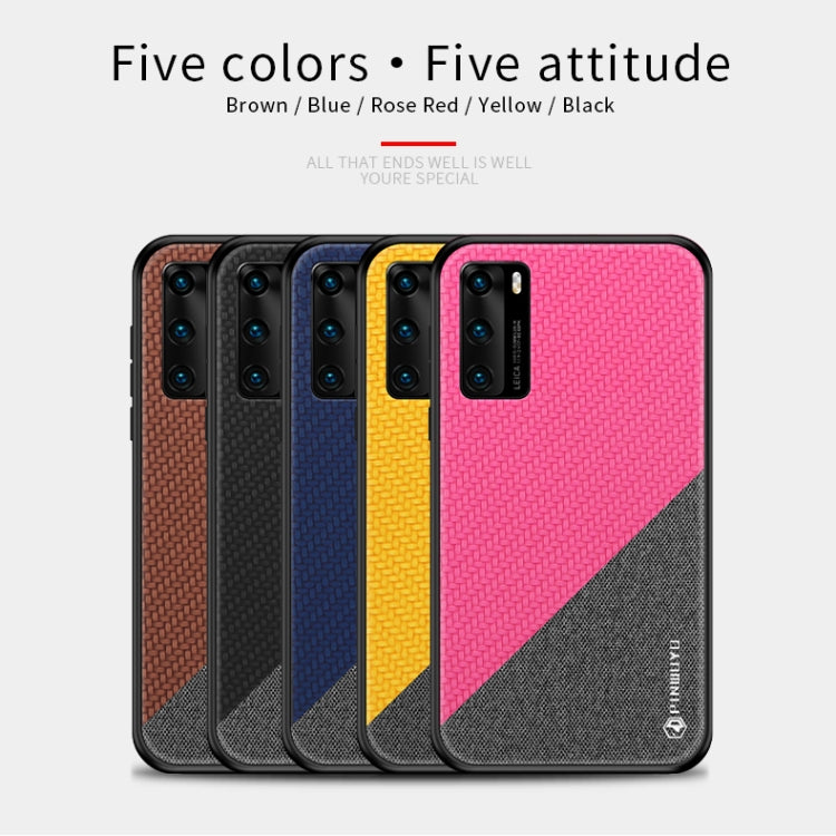 For Huawei P40 PINWUYO Rong Series  Shockproof PC + TPU+ Chemical Fiber Cloth Protective Cover(Blue) - free shipping - PMC TechLife - Order now!