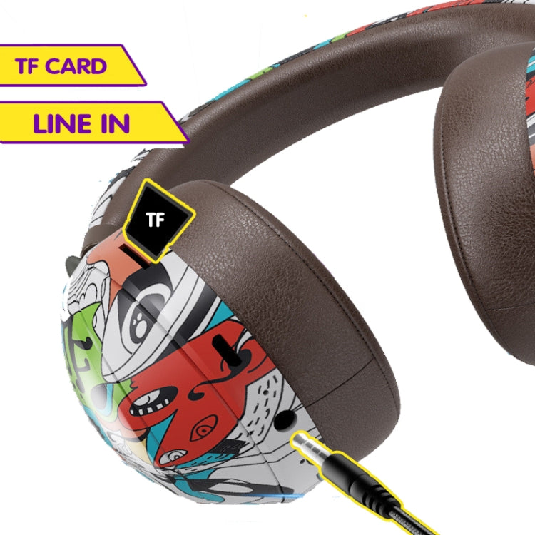 VJ086 Graffiti Headset Wireless Sports Bluetooth Headset Water Transfer Color Print Headset, Support TF, FM(Dazzle Colour) - Headset & Headphone by PMC TechLife | Online Shopping South Africa | PMC TechLife