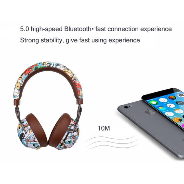 VJ086 Graffiti Headset Wireless Sports Bluetooth Headset Water Transfer Color Print Headset, Support TF, FM(Dazzle Colour) - Headset & Headphone by PMC TechLife | Online Shopping South Africa | PMC TechLife