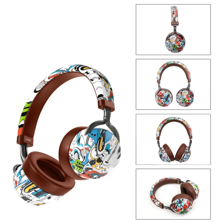 VJ086 Graffiti Headset Wireless Sports Bluetooth Headset Water Transfer Color Print Headset, Support TF, FM(Dazzle Colour) - Headset & Headphone by PMC Jewellery | Online Shopping South Africa | PMC Jewellery