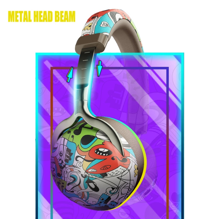 VJ086 Graffiti Headset Wireless Sports Bluetooth Headset Water Transfer Color Print Headset, Support TF, FM(Dazzle Colour) - Headset & Headphone by PMC TechLife | Online Shopping South Africa | PMC TechLife