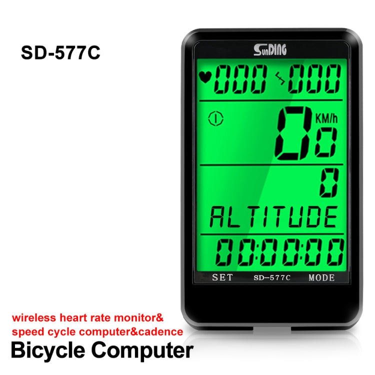 SUNDING SD-577C  Cycling Computer LCD Backlight Waterproof Wireless Stopwatch MTB Bike Odometer Stopwatch Bicycle Speedometer - free shipping - PMC TechLife - Order now!
