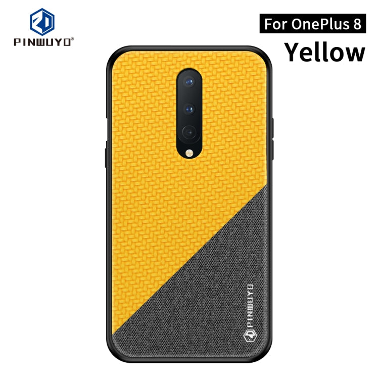 For Oneplus 8 PINWUYO Rong Series  Shockproof PC + TPU+ Chemical Fiber Cloth Protective Cover(Yellow) - OnePlus Cases by PINWUYO | Online Shopping South Africa | PMC TechLife | Buy Now Pay Later Mobicred