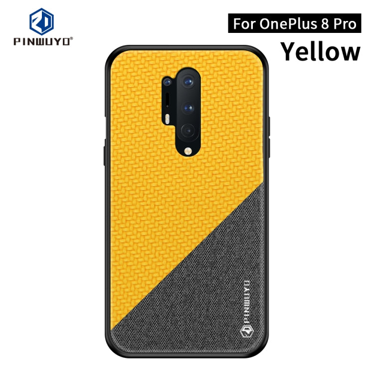 For Oneplus 8 Pro PINWUYO Rong Series  Shockproof PC + TPU+ Chemical Fiber Cloth Protective Cover(Yellow) - OnePlus Cases by PINWUYO | Online Shopping South Africa | PMC TechLife | Buy Now Pay Later Mobicred