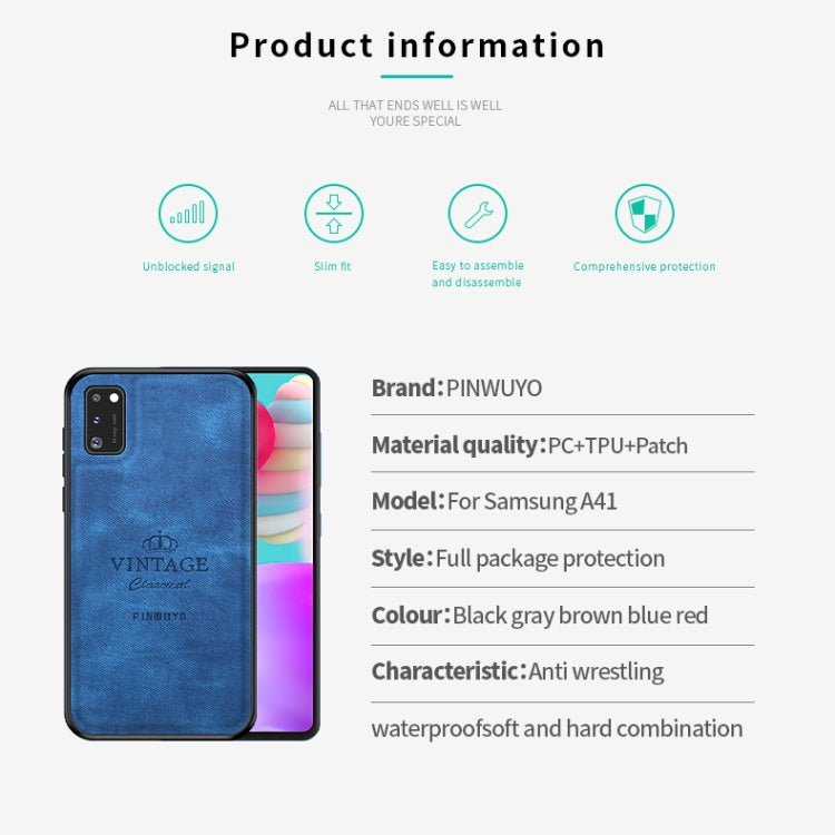 For Galaxy A41 PINWUYO Zun Series PC + TPU + Skin Waterproof And Anti-fall All-inclusive Protective Shell(Black) - Galaxy Phone Cases by PINWUYO | Online Shopping South Africa | PMC TechLife | Buy Now Pay Later Mobicred