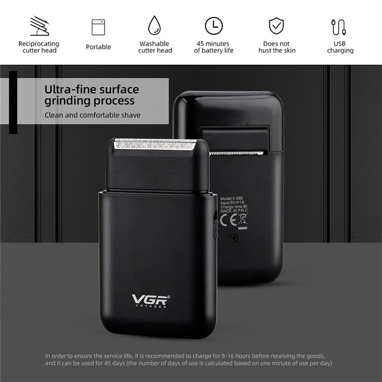 VGR V-390 5W USB Portable Reciprocating Electric Shaver (Black) - free shipping - PMC TechLife - Order now!
