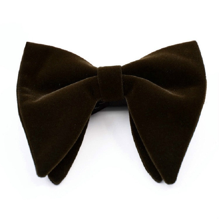 Men Velvet Double-layer Big Bow-knot Bow Tie Clothing Accessories(Brown) - Tie clip by PMC Jewellery | Online Shopping South Africa | PMC Jewellery