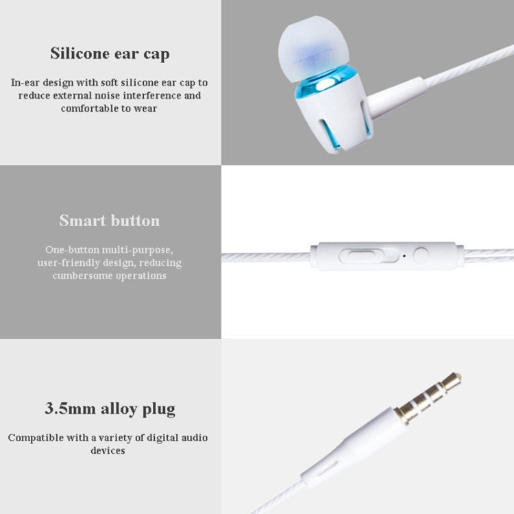 3.5mm Wired Earphone Earbuds Stereo Sound Metal Bass Headset with Mic for Smart Phone(Rose red) - In Ear Wired Earphone by PMC TechLife | Online Shopping South Africa | PMC TechLife