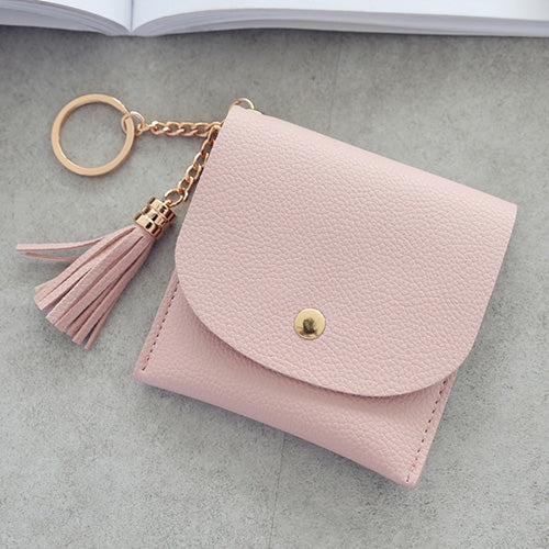 Fashion Women Wallet Short Leather Mini Casual ID Card Holders Bags Ladies Coin Clutch Tassel Bag(Pink) - free shipping - PMC TechLife - Order now!