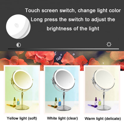 Desktop Double-SidedRound LED Luminous Makeup Mirror Liftable Magnifying Mirror, Specification:Plane + 7 Times Magnification(7-inch Battery Model) - Mirror by PMC Jewellery | Online Shopping South Africa | PMC Jewellery