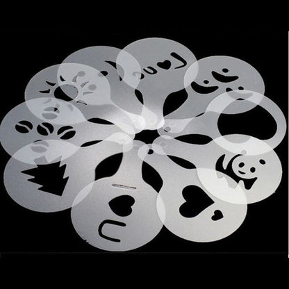 32 PCS Coffee Stencil Filter Coffee Maker Cappuccino Mold Templates Strew Flowers Pad Spray Art Baking Tools - Food Molds by PMC Jewellery | Online Shopping South Africa | PMC Jewellery