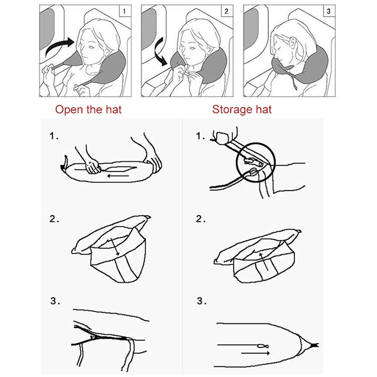 Portable Airplane Travel U-shaped Hooded Pillow Nap Time Neck Pillow(Navy Blue) - Cushions & Pillows by PMC TechLife | Online Shopping South Africa | PMC TechLife | Buy Now Pay Later Mobicred