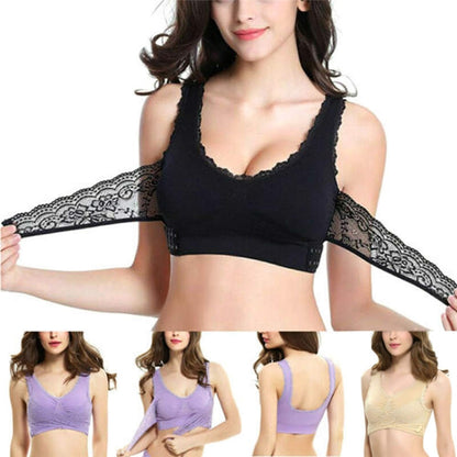 Front Cross Side Buckle Wireless Lace Bra Breathable Sport For Women, Size:XL(Skin Color) - Ladies Underwear by PMC Jewellery | Online Shopping South Africa | PMC Jewellery