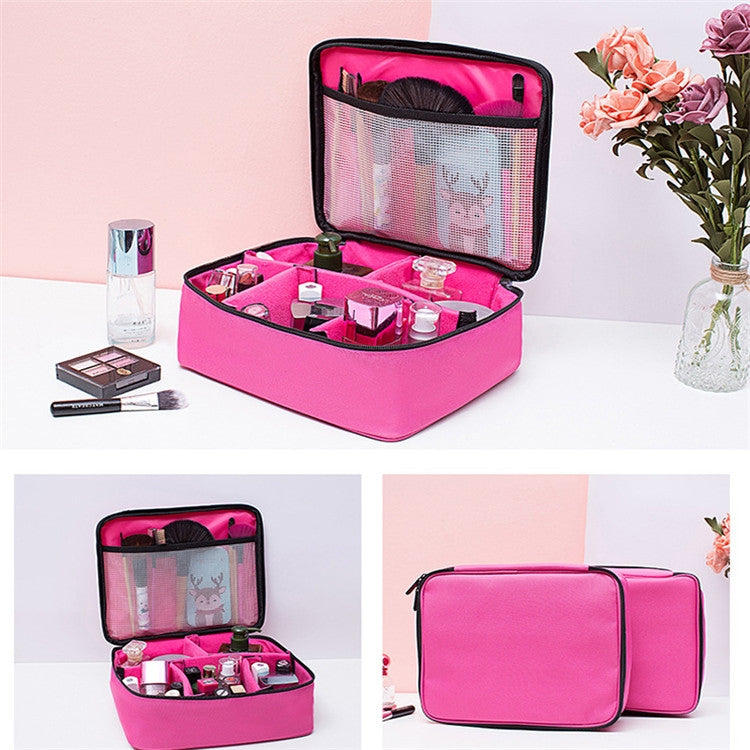 Cosmetic Bag Large Capacity Simple Wash Bag Travel Waterproof Portable Cosmetic Storage Bag, Style:Net Pocket(Rose Red) - Storage Boxes by PMC Jewellery | Online Shopping South Africa | PMC Jewellery