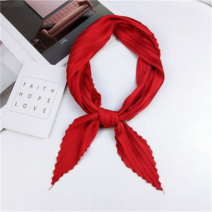 Ladies Retro Style Pleated Diamond Square Scarf Silk Scarf, Length: 70cm(Red) - Scarf by PMC Jewellery | Online Shopping South Africa | PMC Jewellery