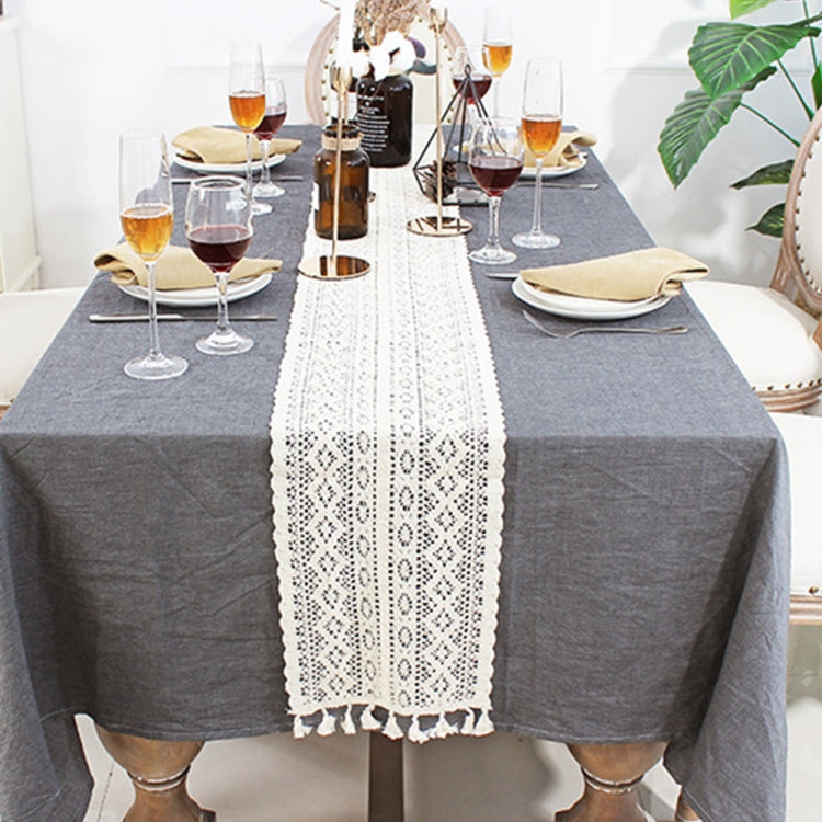 Tassel Lace Floral Romance Retro Crochet Hollow Cotton Blend Table Runner Covers, Size:24x180cm(York Weave) - free shipping - PMC TechLife - Order now!