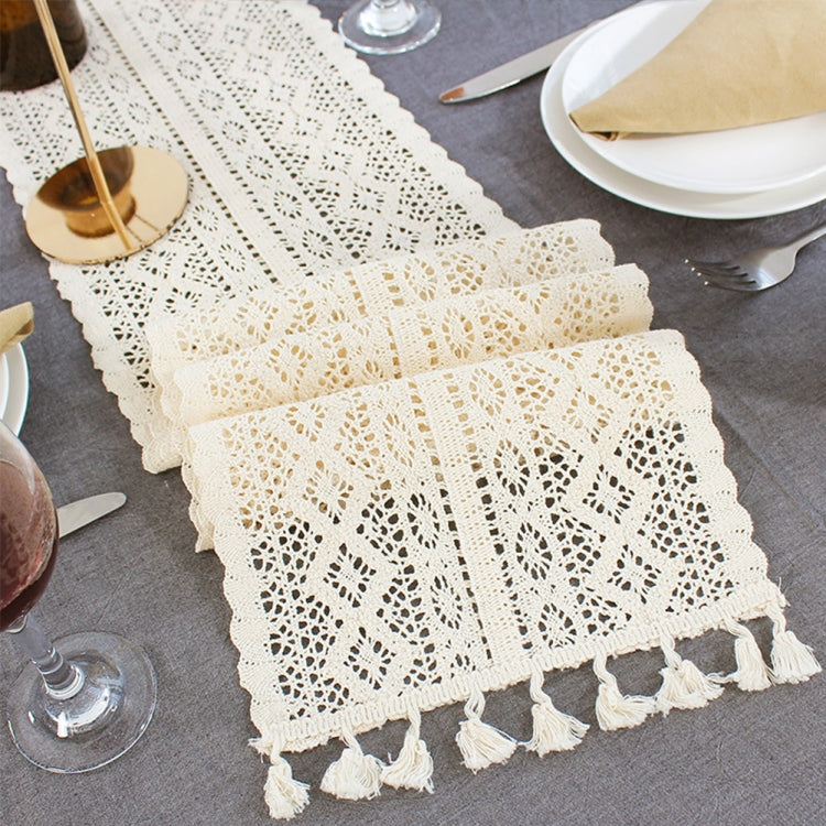 Tassel Lace Floral Romance Retro Crochet Hollow Cotton Blend Table Runner Covers, Size:24x180cm(York Weave) - free shipping - PMC TechLife - Order now!