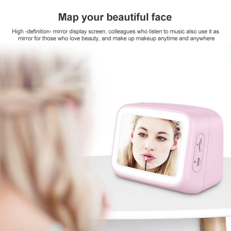 AEC BT-511 Mini LED HD Mirror Bluetooth Speaker, Support 32GB TF Card & 3.5mm AUX & Dual Alarm Clock & Real-time Temperature & Hands-free Calling(Pink) - free shipping - PMC TechLife - Order now!