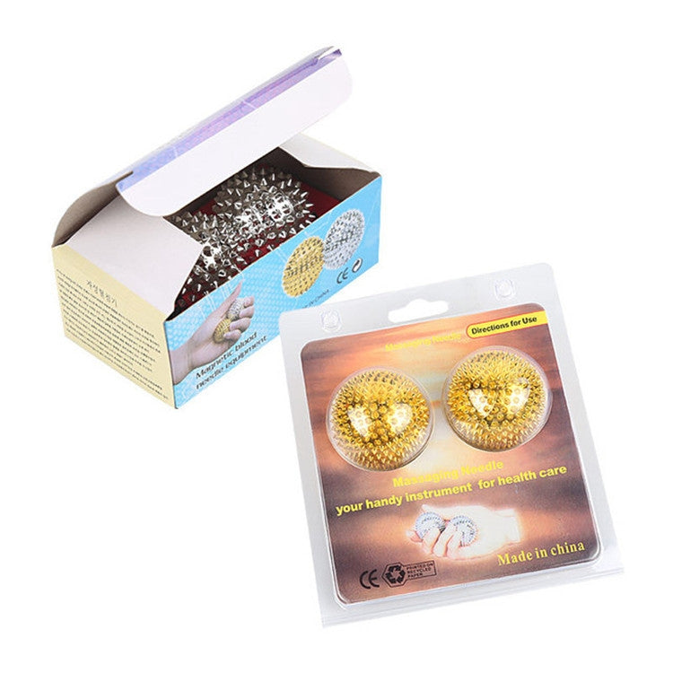 1 Pair Magnetic Massage Ball Relax Muscle Finger Plantar Pressure Massage Stab Ball, Size:3.2cm(Gold) - Massage & Relaxation by PMC Jewellery | Online Shopping South Africa | PMC Jewellery