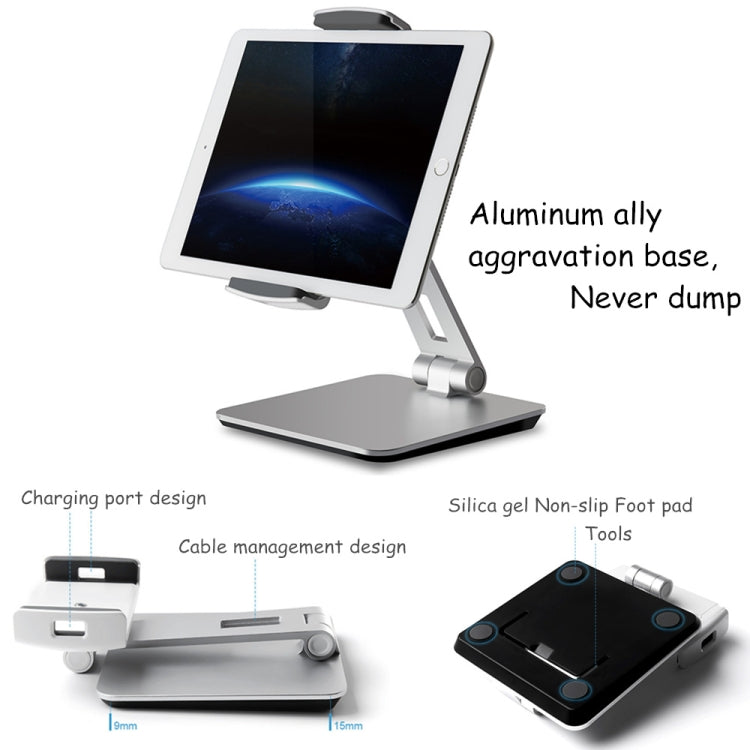 AP-7X Universal Aluminum Stand Desk Mount Holder for 4.7-9.7 inch Phone & Tablet PC(Silver Gray) - Desktop Holder by PMC Jewellery | Online Shopping South Africa | PMC Jewellery