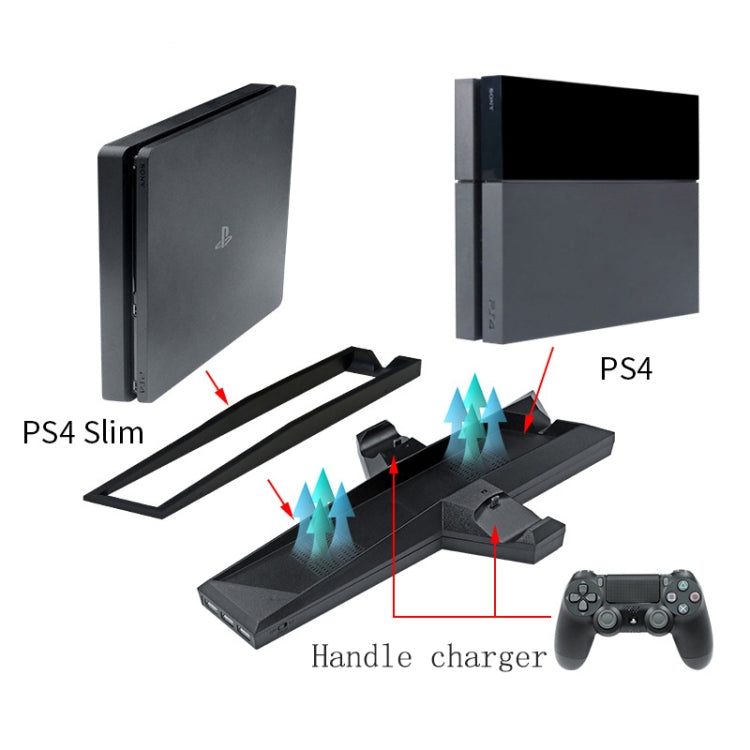 Game Console Radiator And Dual Handle Charging Base For PS4 / PS4 Slim(Black) - Holder by PMC Jewellery | Online Shopping South Africa | PMC Jewellery