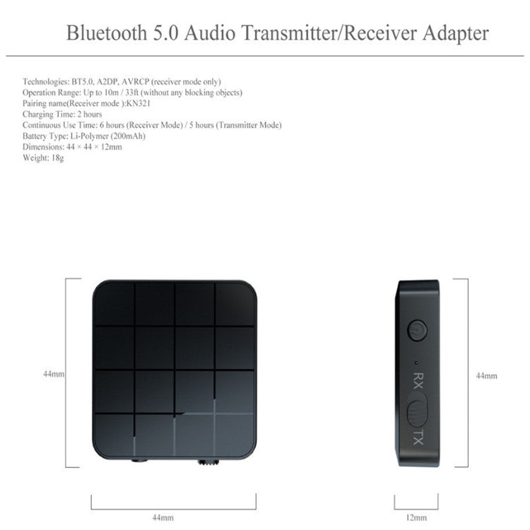 KN321 2 in 1 Bluetooth 5.0 Adapter Bluetooth Receiver Transmitter - Audio Receiver Transmitter by PMC Jewellery | Online Shopping South Africa | PMC Jewellery