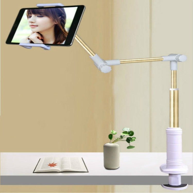 360 Degree Rotation Lazy Mount Folding Long Arm Phone Stand Holder for 4-14 Inch Tablet & Phone(Gold) - Lazy Bracket by PMC TechLife | Online Shopping South Africa | PMC TechLife