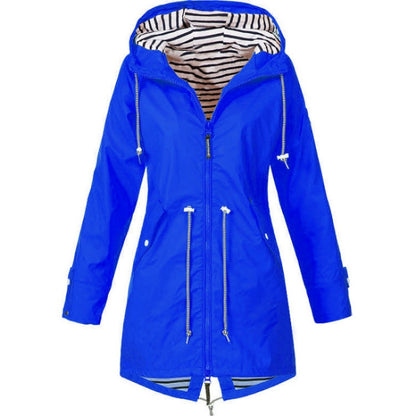 Women Waterproof Rain Jacket Hooded Raincoat, Size:M(Blue) - Hoodie by PMC Jewellery | Online Shopping South Africa | PMC Jewellery