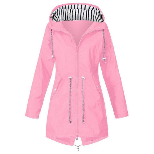 Women Waterproof Rain Jacket Hooded Raincoat, Size:XL(Pink) - Hoodie by PMC Jewellery | Online Shopping South Africa | PMC Jewellery