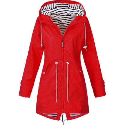 Women Waterproof Rain Jacket Hooded Raincoat, Size:XXL(Red) - Hoodie by PMC Jewellery | Online Shopping South Africa | PMC Jewellery